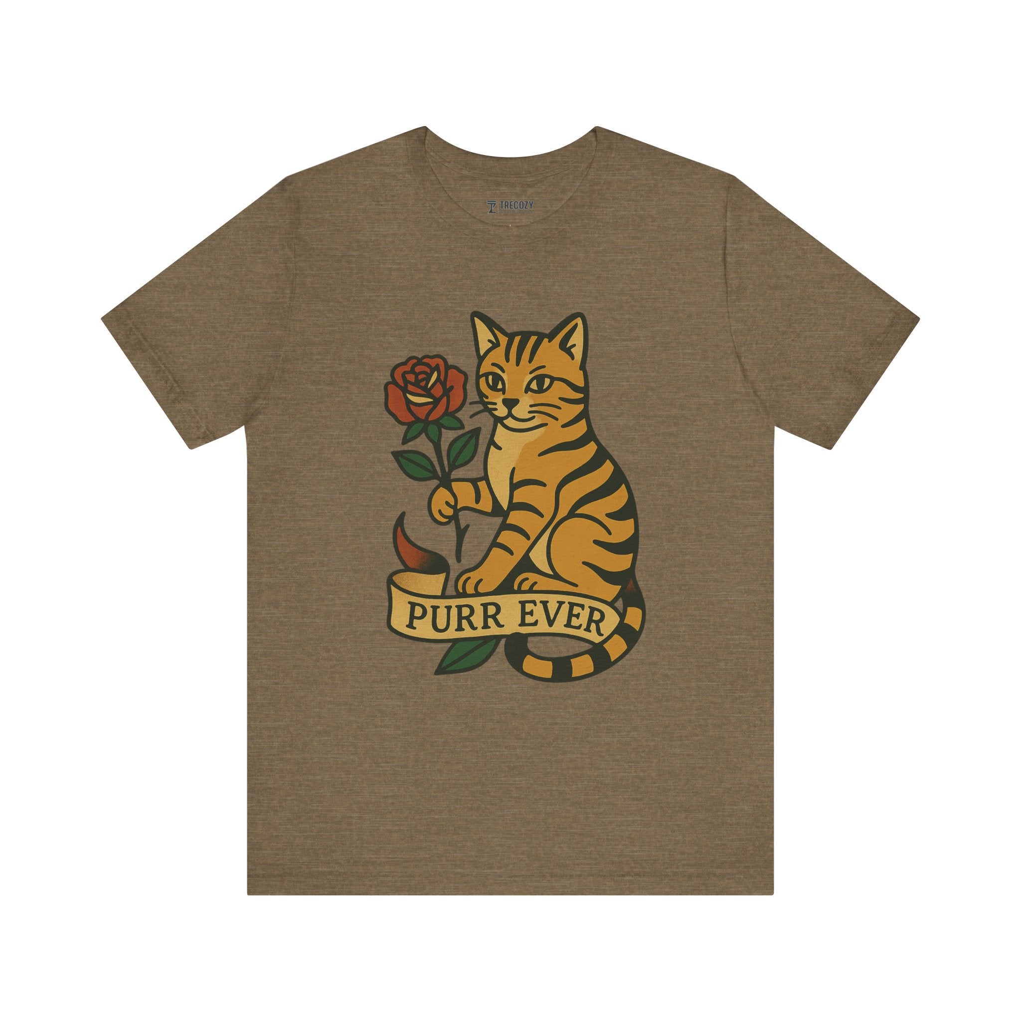 Purr Ever Cat Tee, Cozy Cat Lover Shirt, Gift for Pet Owners, Cute Animal Top, Cat with Flowers