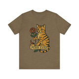 Purr Ever Cat Tee, Cozy Cat Lover Shirt, Gift for Pet Owners, Cute Animal Top, Cat with Flowers