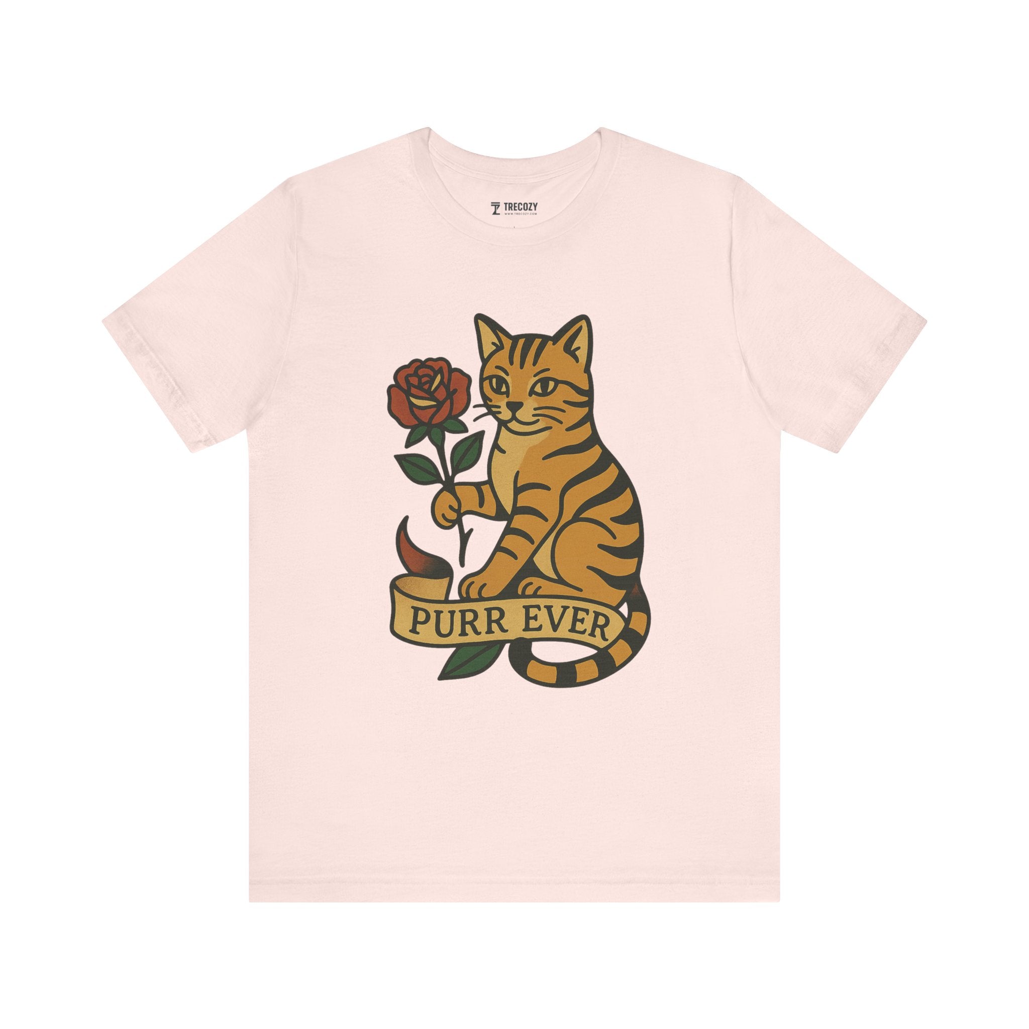 Purr Ever Cat Tee, Cozy Cat Lover Shirt, Gift for Pet Owners, Cute Animal Top, Cat with Flowers
