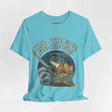 Hold the Edge, Feel the Tide – Japanese Ukiyo-e Samurai Frog T-Shirt, Warrior Wave Graphic Tee