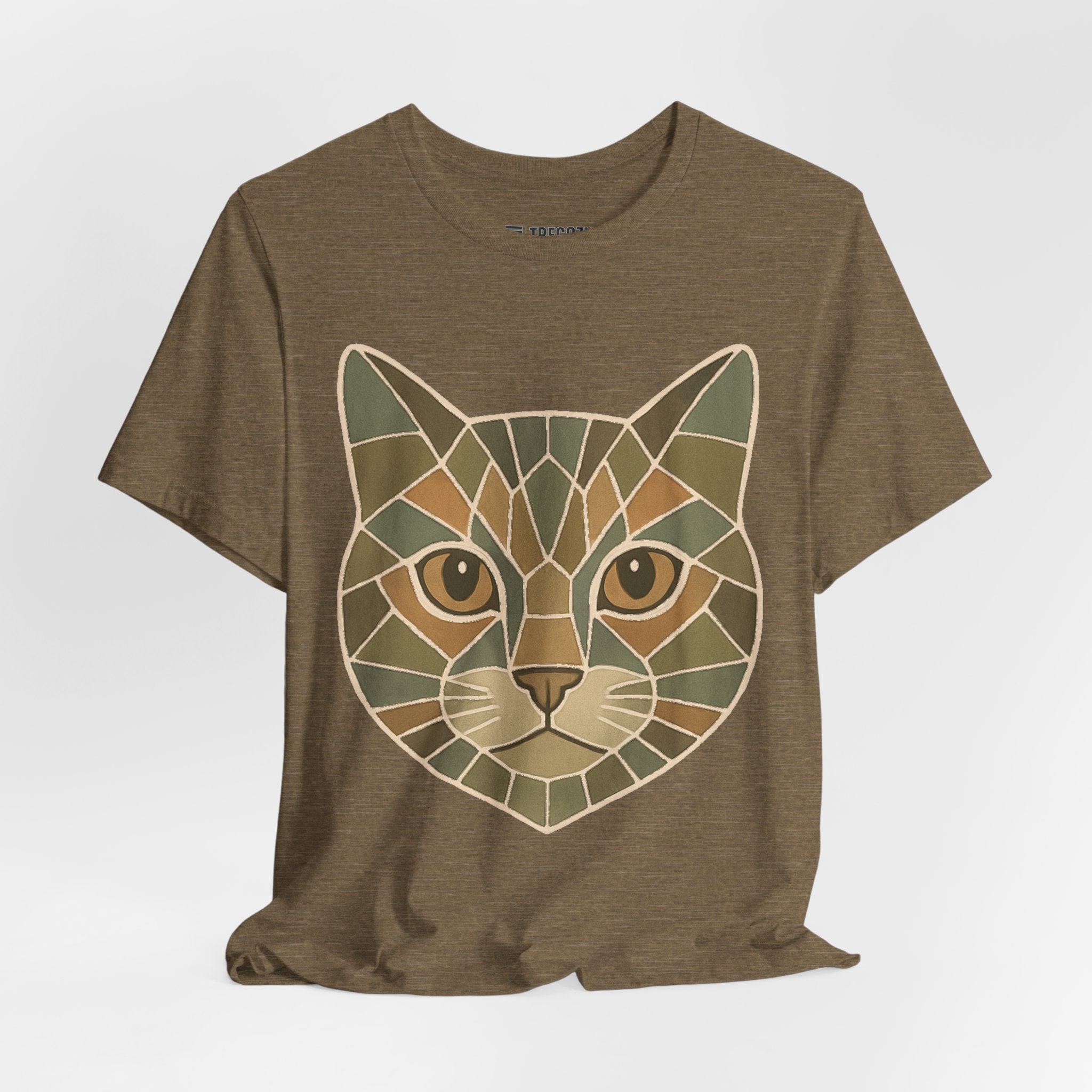 Geometric Cat Tee, Cozy TShirt, Gift for Pet Owners, Trending Cute Animal Top, Cute Cat Tshirt