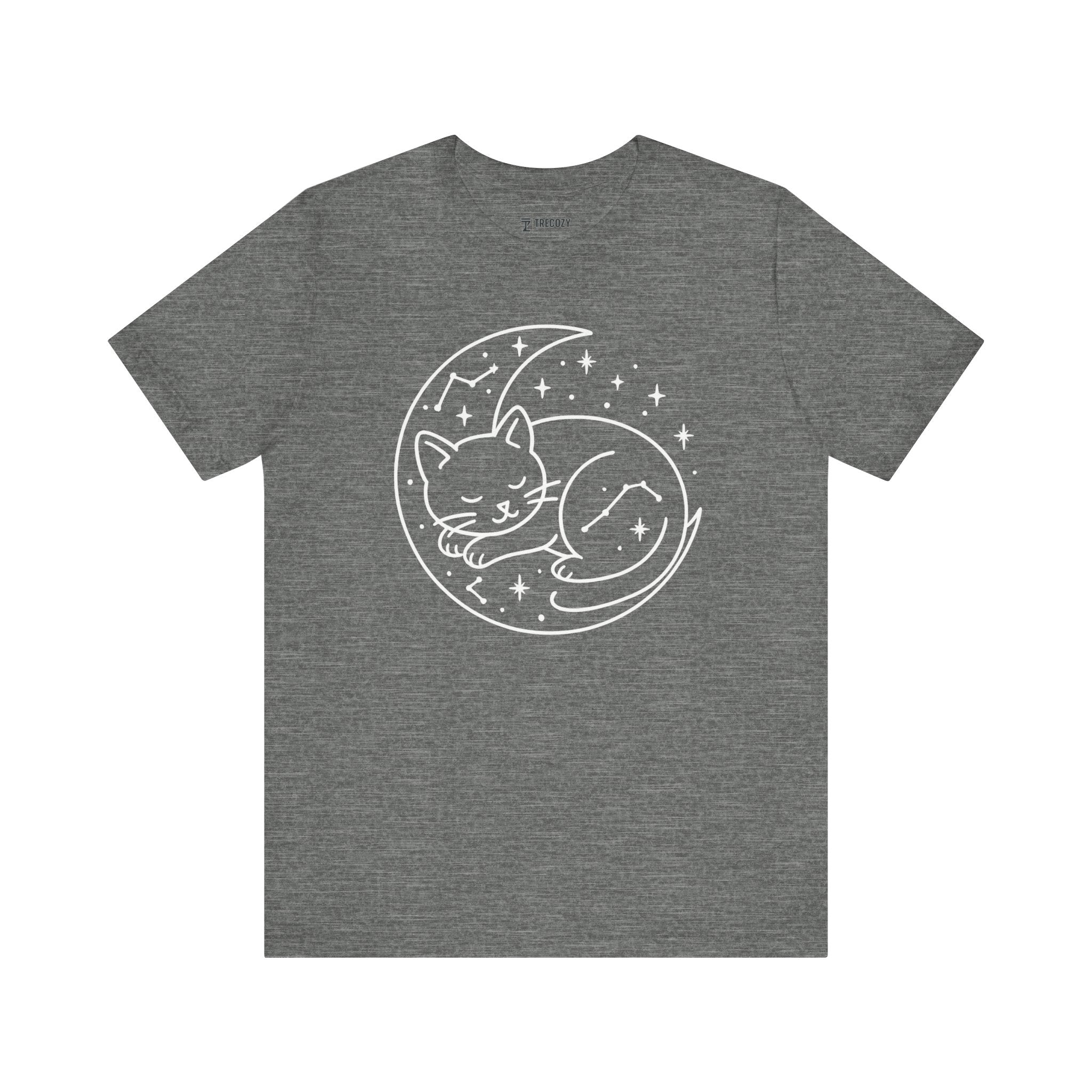 Cozy Cat Moon T-Shirt - Relaxed Tee for Cat Lovers, Perfect Gift for Birthdays, Holidays, or Casual Wear, Soft Cotton Top, Animal Lovers Tee