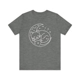 Cozy Cat Moon T-Shirt - Relaxed Tee for Cat Lovers, Perfect Gift for Birthdays, Holidays, or Casual Wear, Soft Cotton Top, Animal Lovers Tee