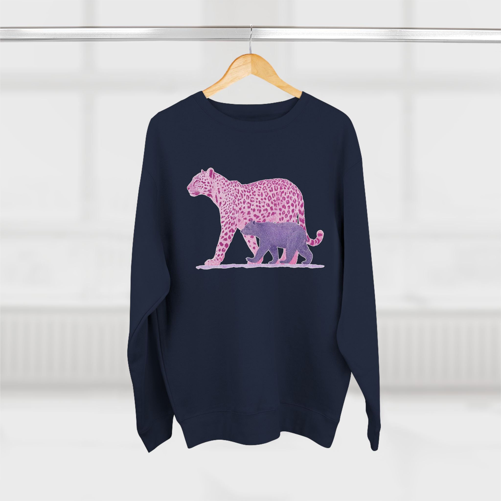 Pink Leopard Unisex Crewneck Sweatshirt, Animal Lover Gift, Eco-Friendly Apparel, Matching Sweatshirts