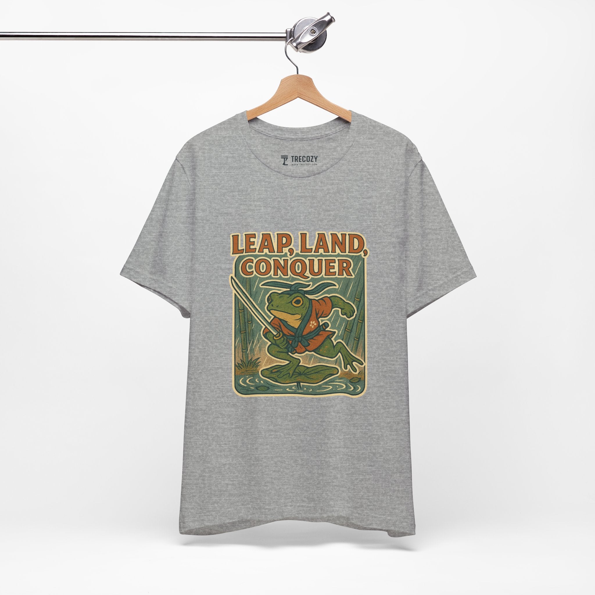 Leap, Land, Conquer – Japanese Ukiyo-e Warrior Frog T-Shirt, Funny Graphic Art Tee