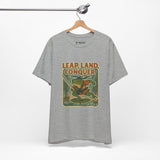 Leap, Land, Conquer – Japanese Ukiyo-e Warrior Frog T-Shirt, Funny Graphic Art Tee