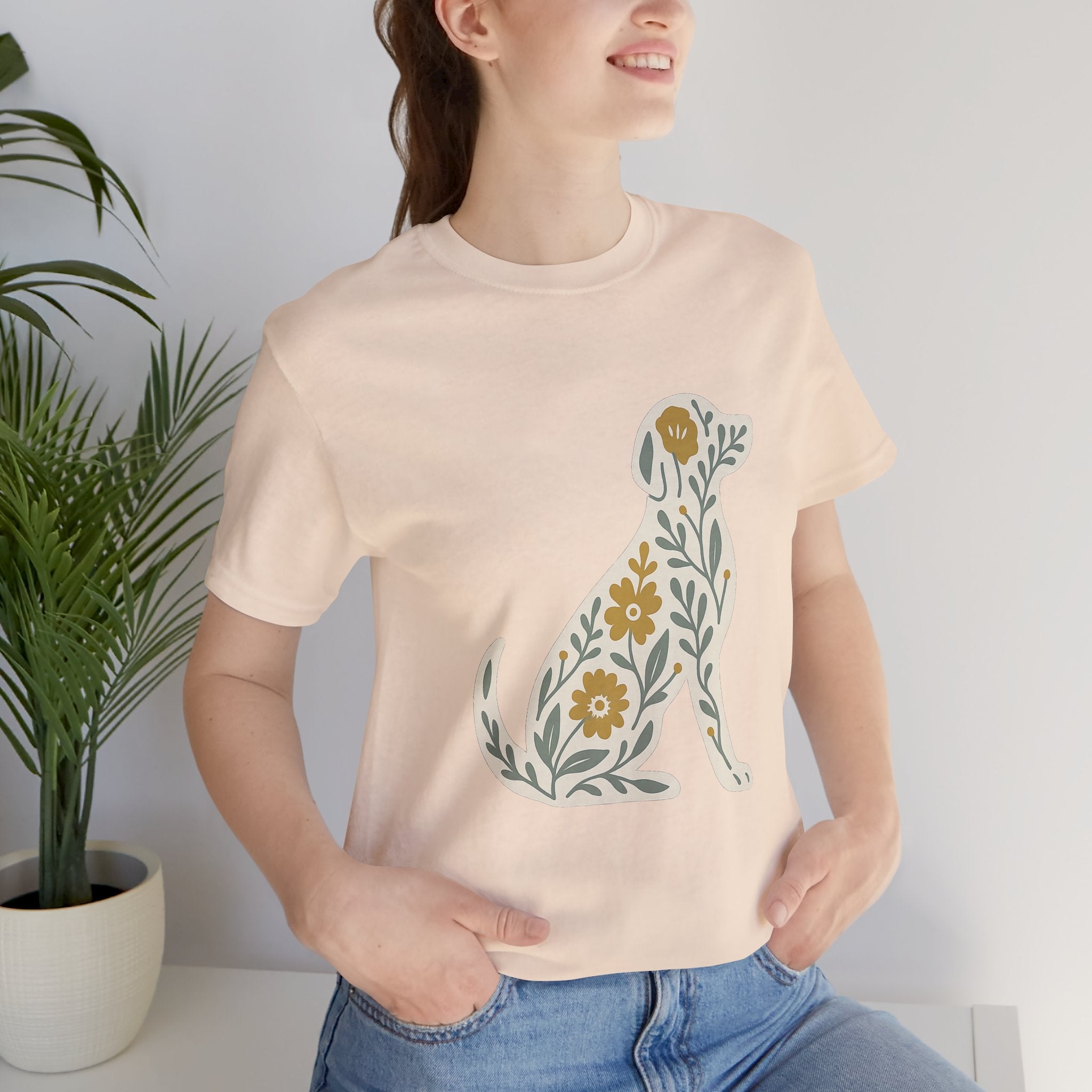 Floral Dog Lover Tee, Pet Shirt, Unisex Animal Tee, Gift for Dog Owners, Eco-Friendly Apparel