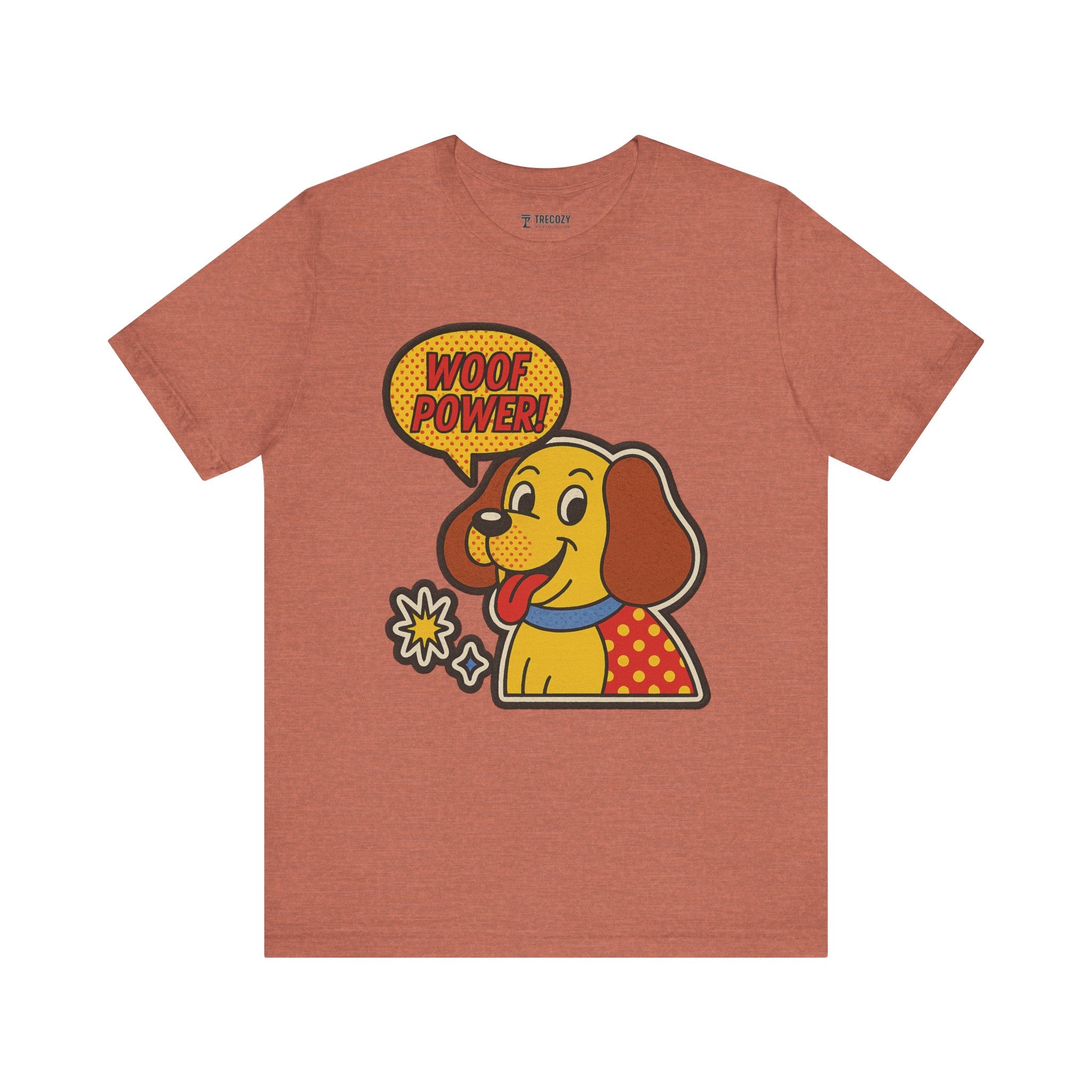 Woof Power Unisex Tee, Dog Lover Shirt, Fun Graphic Tee, Pet Owner Gift, Cartoon Dog T-Shirt, Animal Lover Apparel