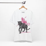 Warrior Monkey & Panther – Bold Tribal-Inspired T-Shirt, Fierce Jungle Duo Graphic Tee, Bold Animal Print Shirt