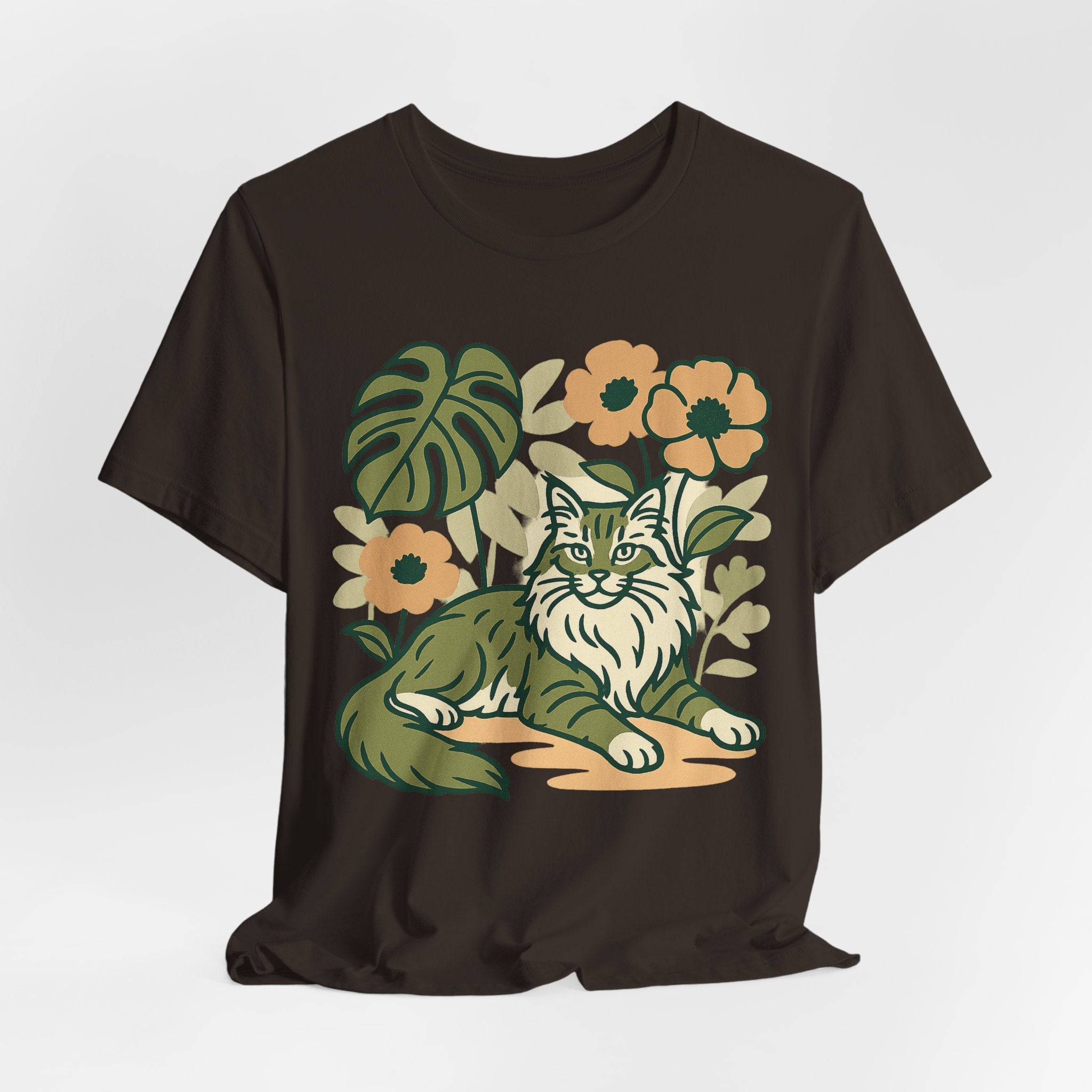 Cat with Plants Tee, Unisex Graphic Shirt, Pawsome Travel Shirt, Pet Lover Gift, Outdoor Adventure Apparel