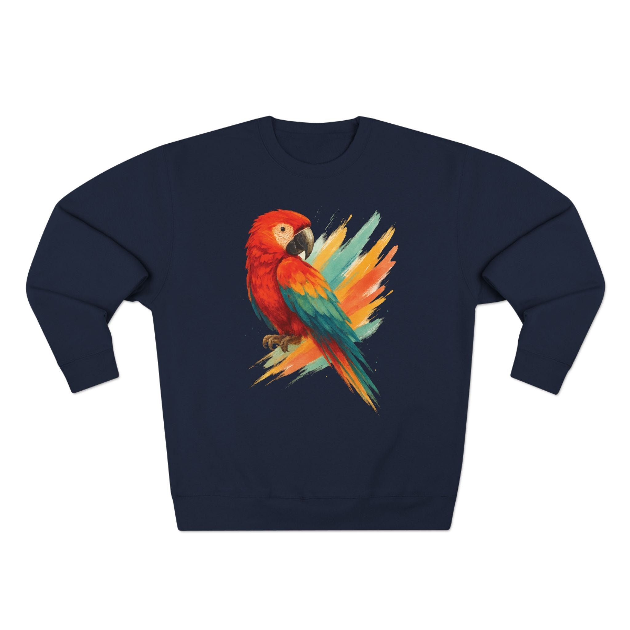 Colorful Parrot Unisex Crewneck Sweatshirt with Back Print, Gift for Bird Lovers, Cute Casual Wear, Artsy Vibe, Ideal for Cozy Days, Birthday Gift