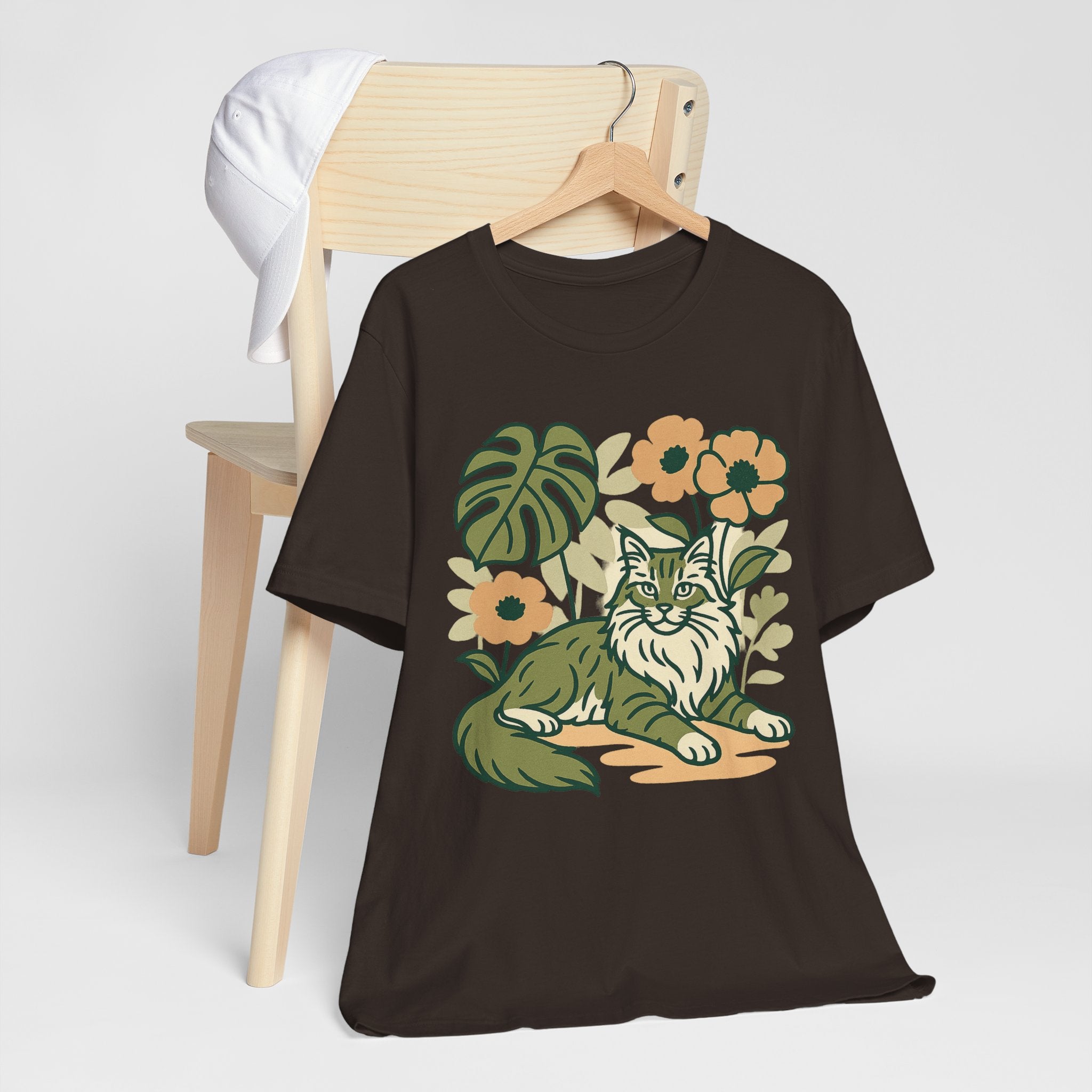 Cat with Plants Tee, Unisex Graphic Shirt, Pawsome Travel Shirt, Pet Lover Gift, Outdoor Adventure Apparel