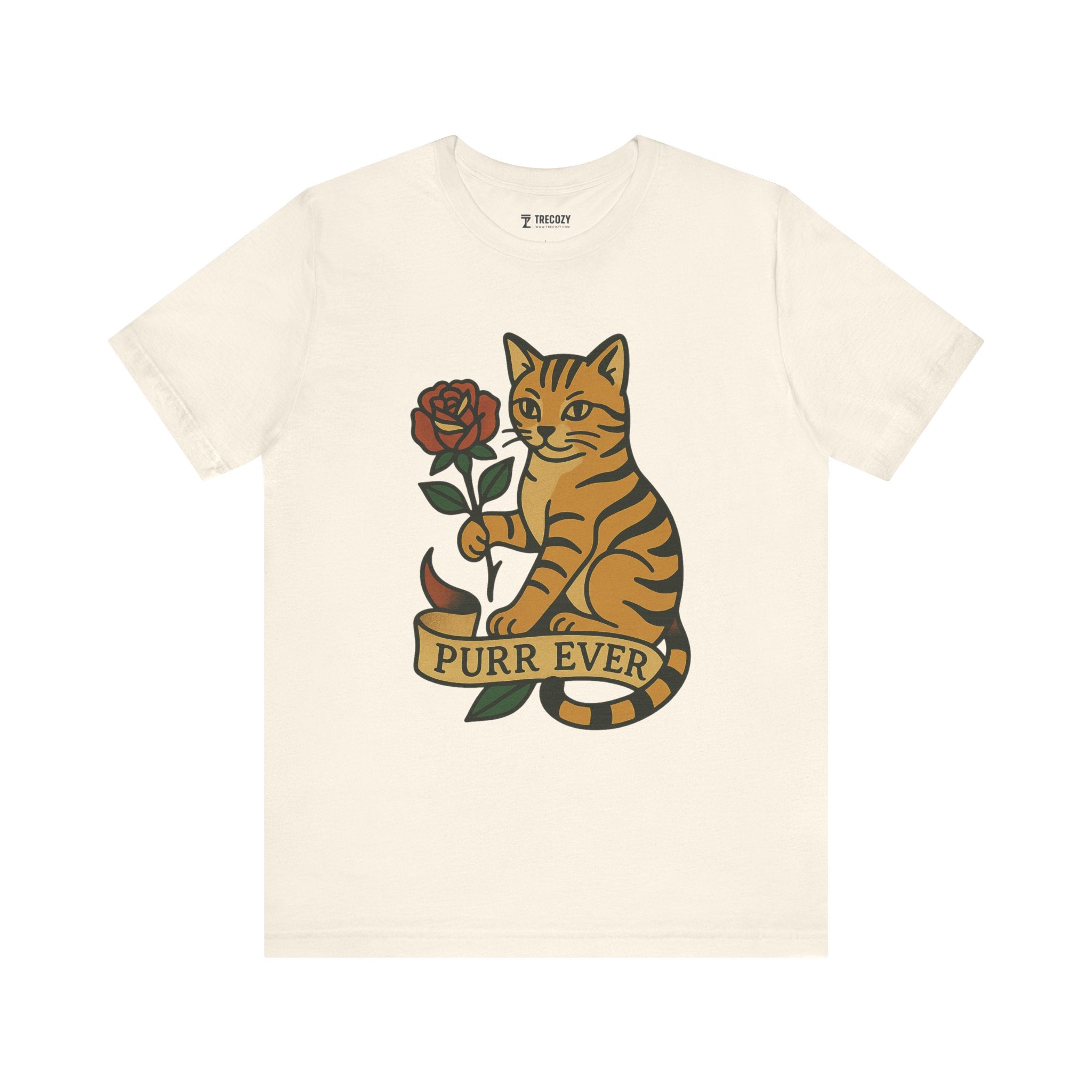 Purr Ever Cat Tee, Cozy Cat Lover Shirt, Gift for Pet Owners, Cute Animal Top, Cat with Flowers