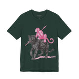 Warrior Monkey & Panther – Bold Tribal-Inspired T-Shirt, Fierce Jungle Duo Graphic Tee, Bold Animal Print Shirt