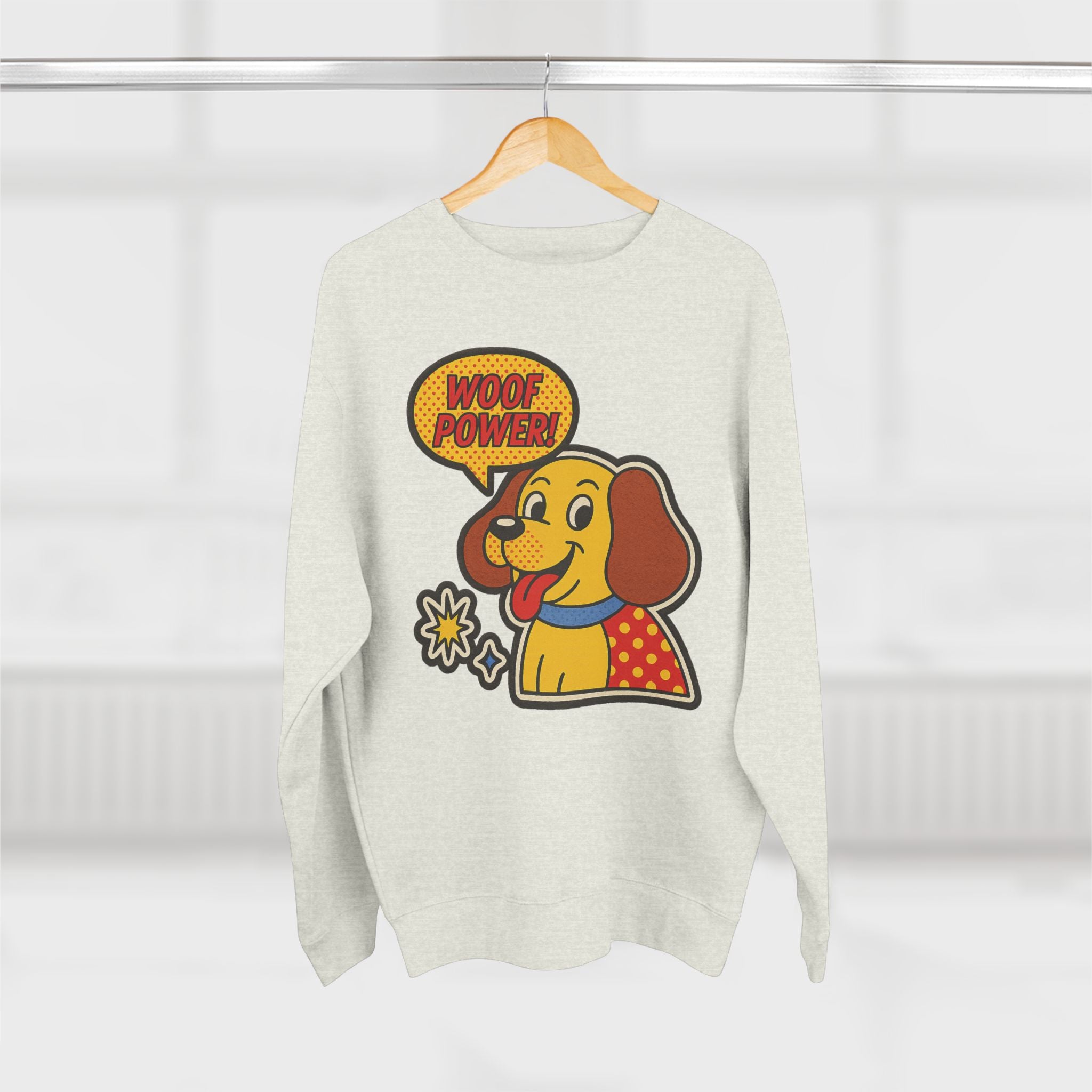 Woof Power Dog Sweatshirt, Funny Pet Lover Gift, Cute Unisex Crewneck, Animal Lover Apparel, Cozy Gift for Dog Owners