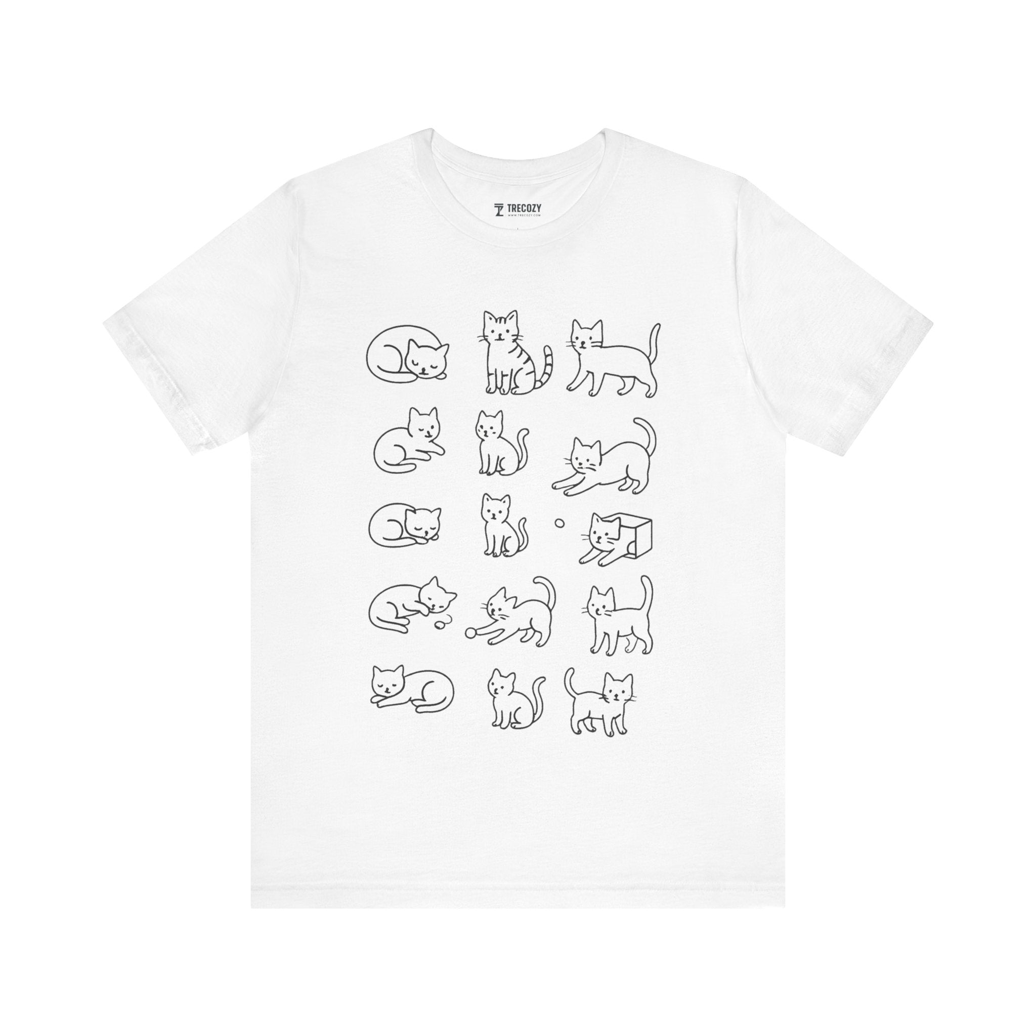 Multiple Cats Playing Tee, Cozy Cat Lover Shirt, Gift for Pet Owners, Cute Animal Top, Cat with Flowers
