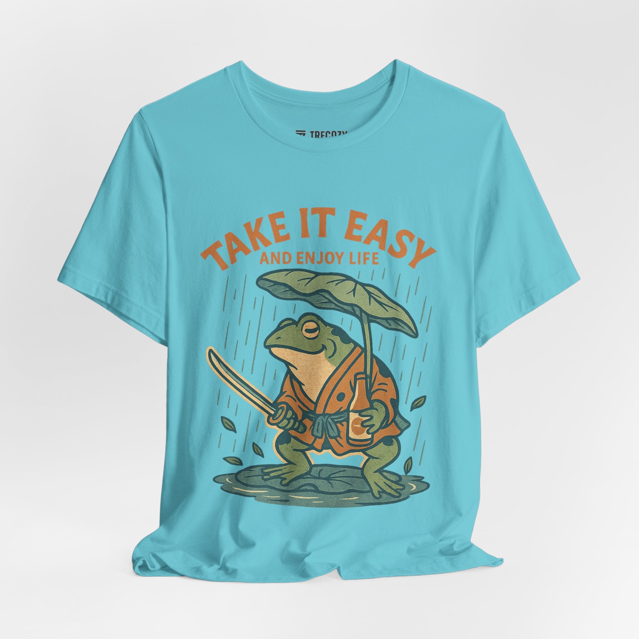 Take It Easy and Enjoy Life – Japanese Ukiyo-e Samurai Frog T-Shirt, Zen Warrior Graphic Tee