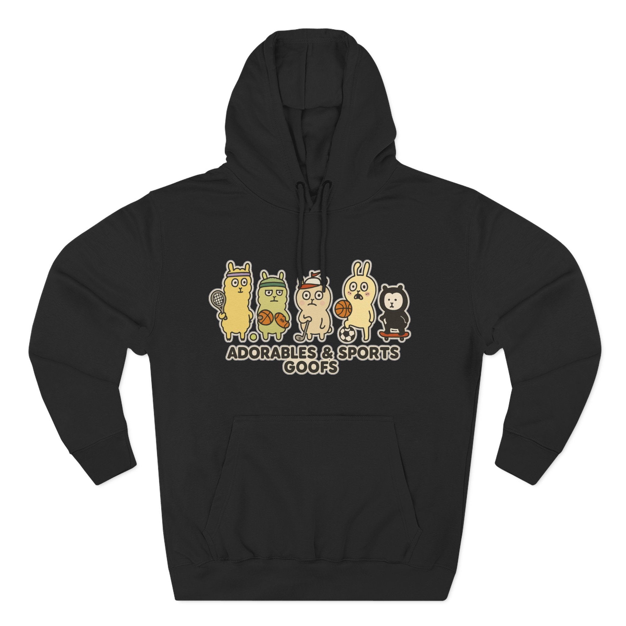 Adorable Characters Fleece Hoodie, Cozy Sweatshirt, Relaxed Apparel, Gift for Friends, Casual Wear, Chill Hoodie