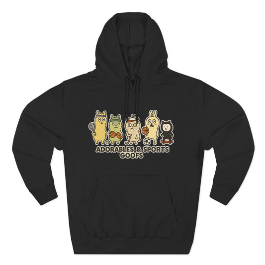Adorable Characters Fleece Hoodie, Cozy Sweatshirt, Relaxed Apparel, Gift for Friends, Casual Wear, Chill Hoodie