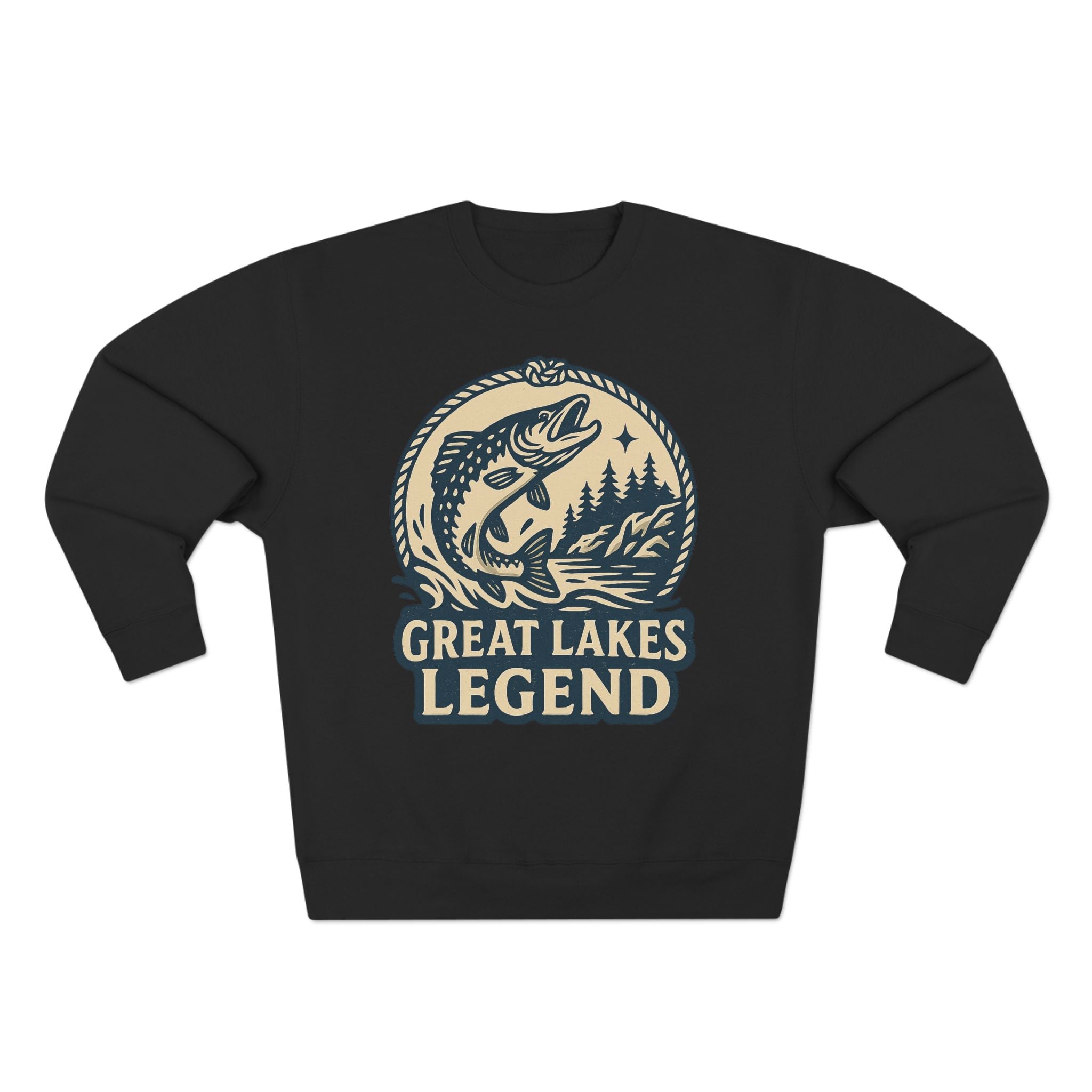Great Lakes Legend Unisex Crewneck Sweatshirt | Cozy Outdoors Vibe, Perfect for Nature Lovers, Gift for Fishermen, Casual Wear, Fall Fashion