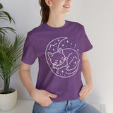 Cozy Cat Moon T-Shirt - Relaxed Tee for Cat Lovers, Perfect Gift for Birthdays, Holidays, or Casual Wear, Soft Cotton Top, Animal Lovers Tee