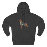 Geometric German Shepherd Signature Fleece Hoodie with Back Print - Pet Parent Gift, Cozy Dog Hoodies, Animal Lover Wardrobe, Comfortable Hooded Sweatshirt Musthaves