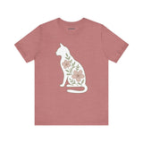 Floral Cat Tee, Cozy Cat Lover Shirt, Gift for Pet Owners, Cute Animal Top, Nature Inspired Fashion