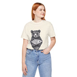 Bear with Fish – Woodland Animal T-Shirt, Nature-Inspired Graphic Tee