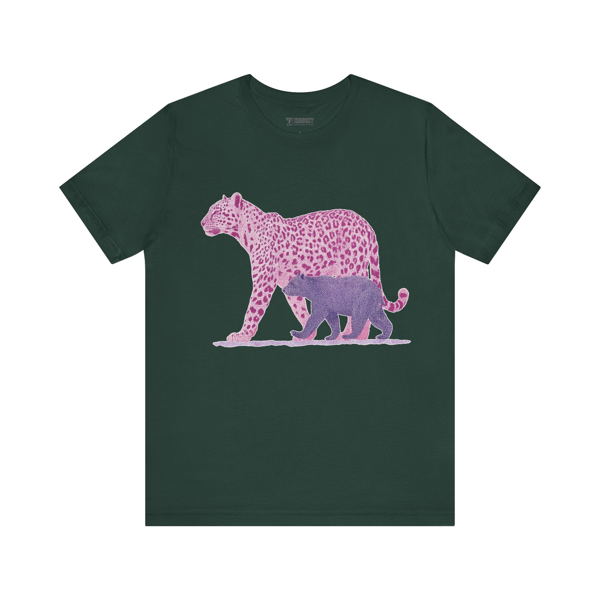 Leopard & Bear Duo – Artistic Wildlife T-Shirt, Bold Pink & Purple Animal Graphic Tee, Nature-Inspired Graphic Tee