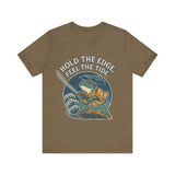 Hold the Edge, Feel the Tide – Japanese Ukiyo-e Samurai Frog T-Shirt, Warrior Wave Graphic Tee