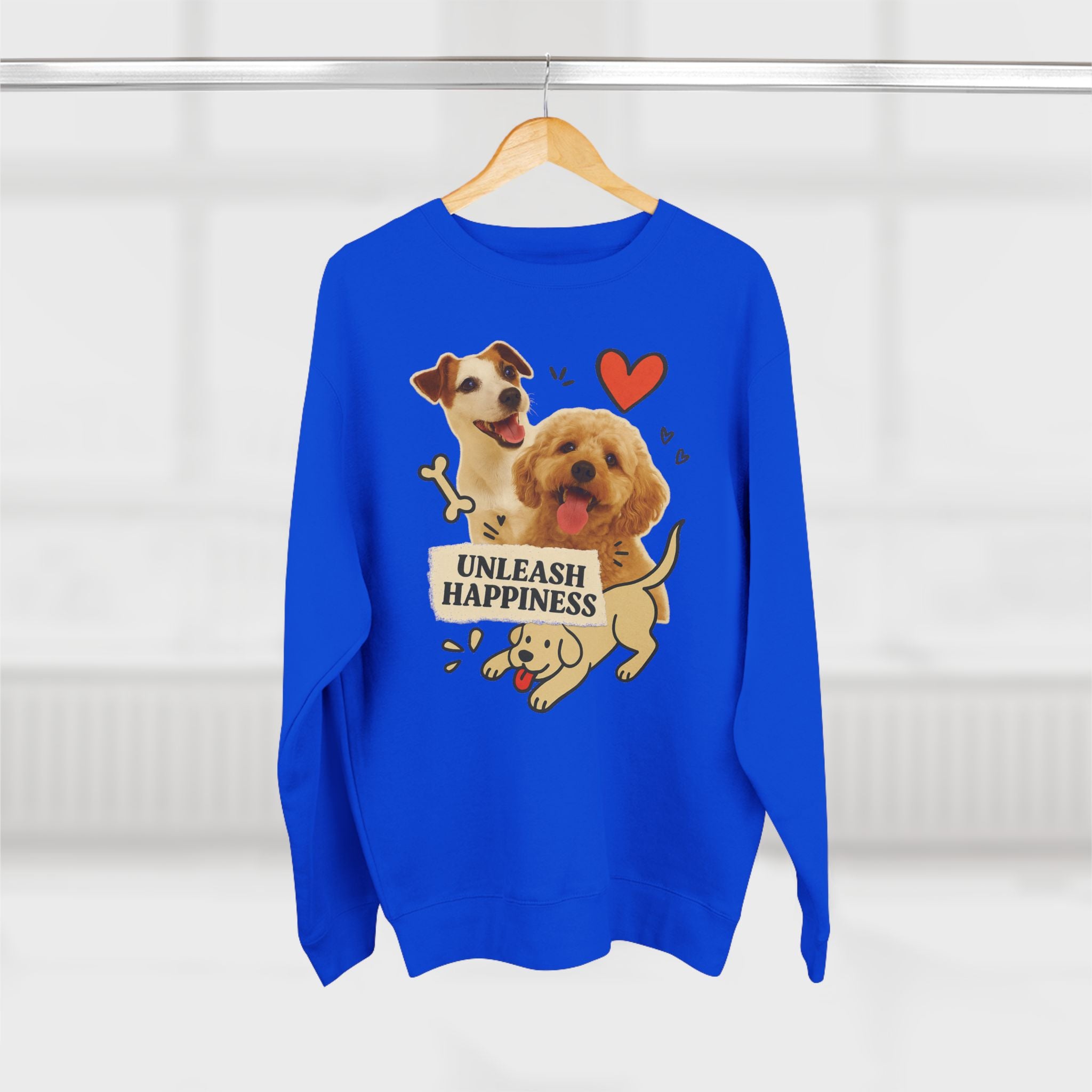 Unleash Happiness Dog Sweatshirt, Funny Pet Lover Gift, Cute Unisex Crewneck, Animal Lover Apparel, Cozy Gift for Dog Owners