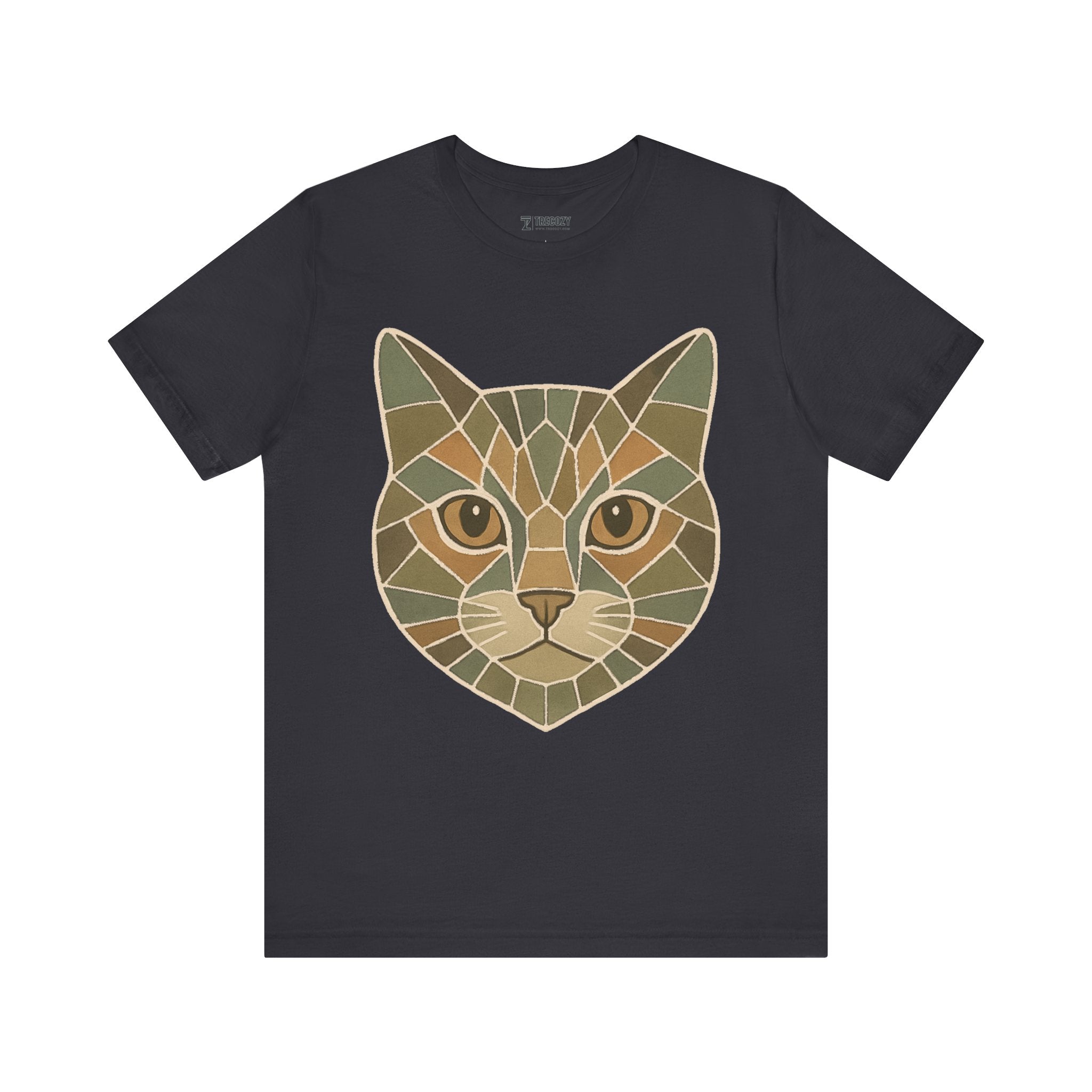 Geometric Cat Tee, Cozy TShirt, Gift for Pet Owners, Trending Cute Animal Top, Cute Cat Tshirt