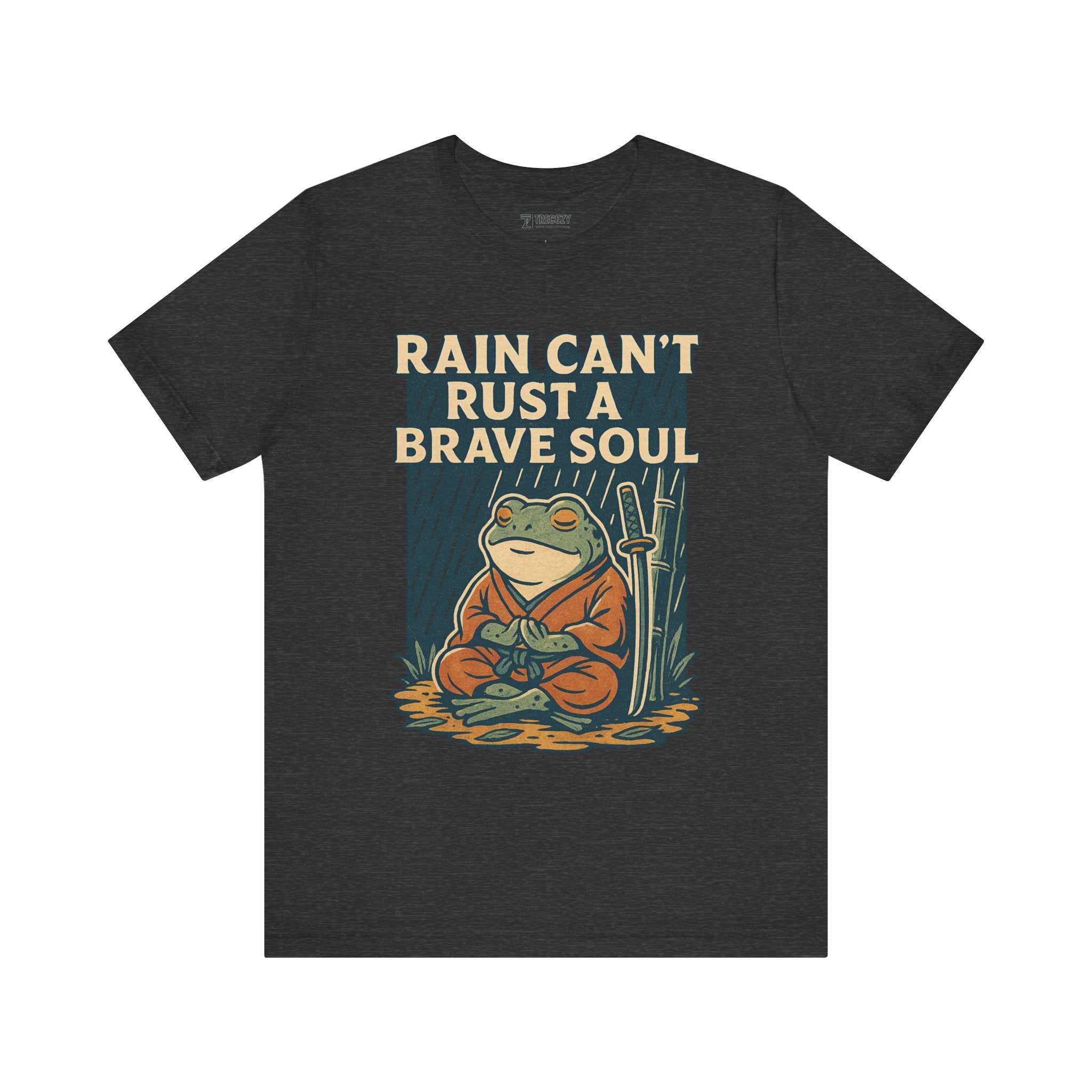 Rain Can’t Rust a Brave Soul – Japanese Ukiyo-e Samurai Frog T-Shirt, Zen Warrior Graphic Tee