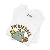 Pickleball Prodigy – Funny Pickleball Monster T-Shirt, Quirky Sports Cartoon Graphic Tee