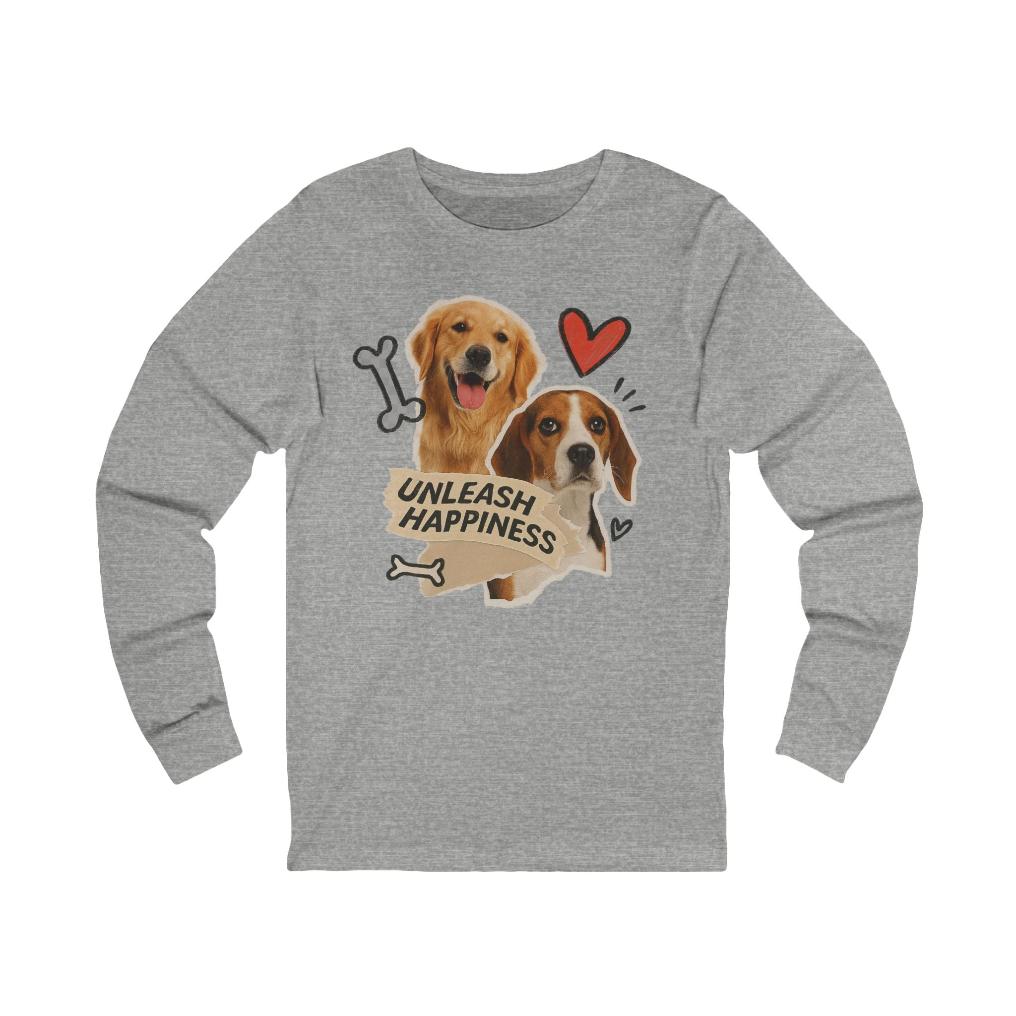 Unleash Happiness Dog Lover Long Sleeve Tee, Pet Owner Shirt, Gift for Dog Mom, Animal Lover Apparel, Cozy Fall Outfit