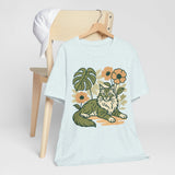 Cat with Plants Tee, Unisex Graphic Shirt, Pawsome Travel Shirt, Pet Lover Gift, Outdoor Adventure Apparel