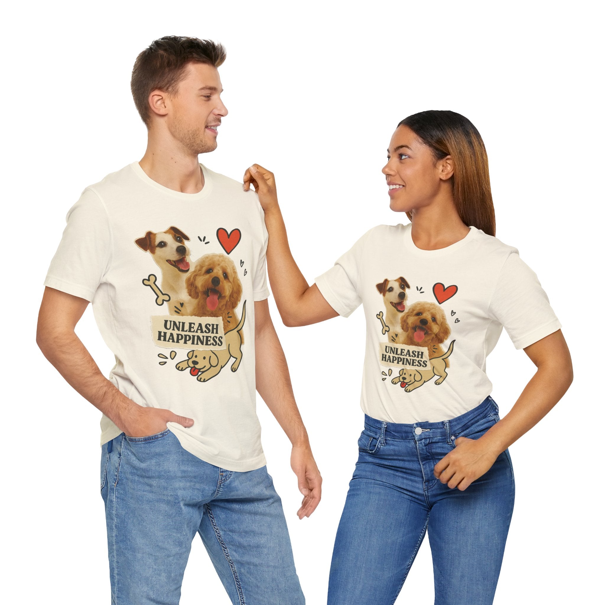 Cute Dog Lover Tee - Unleash Happiness Shirt, Pet Owner Gift, Animal Lover Apparel, Casual Wear, Birthday Gift
