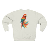 Colorful Parrot Unisex Crewneck Sweatshirt with Back Print, Gift for Bird Lovers, Cute Casual Wear, Artsy Vibe, Ideal for Cozy Days, Birthday Gift