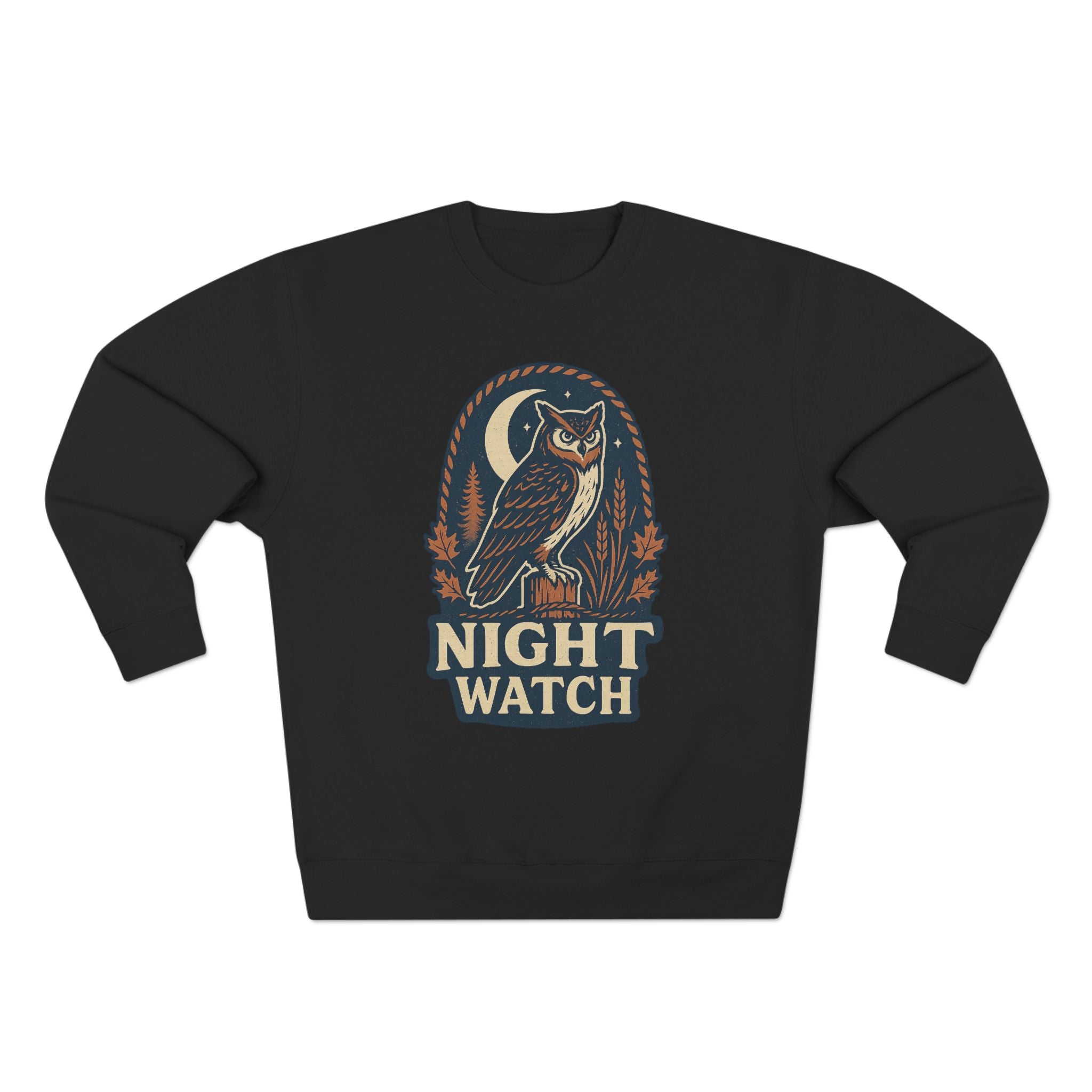 Night Watch Owl Sweatshirt - Unisex Cozy Crewneck, Fall Fashion, Halloween Gift, Nature Lover Apparel, Casual Style