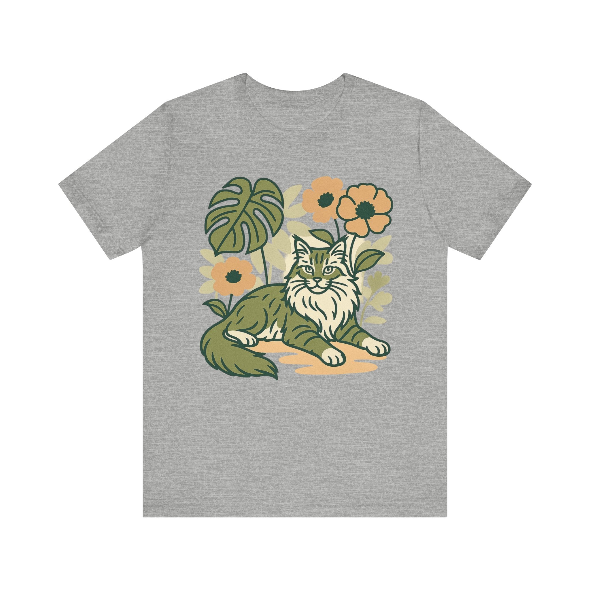 Cat with Plants Tee, Unisex Graphic Shirt, Pawsome Travel Shirt, Pet Lover Gift, Outdoor Adventure Apparel