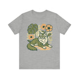 Cat with Plants Tee, Unisex Graphic Shirt, Pawsome Travel Shirt, Pet Lover Gift, Outdoor Adventure Apparel