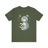 Dreaming Husky Astronaut Tee, Cozy TShirt, Gift for Pet Owners, Trending Cute Animal Top, Cute Dog Tshirt