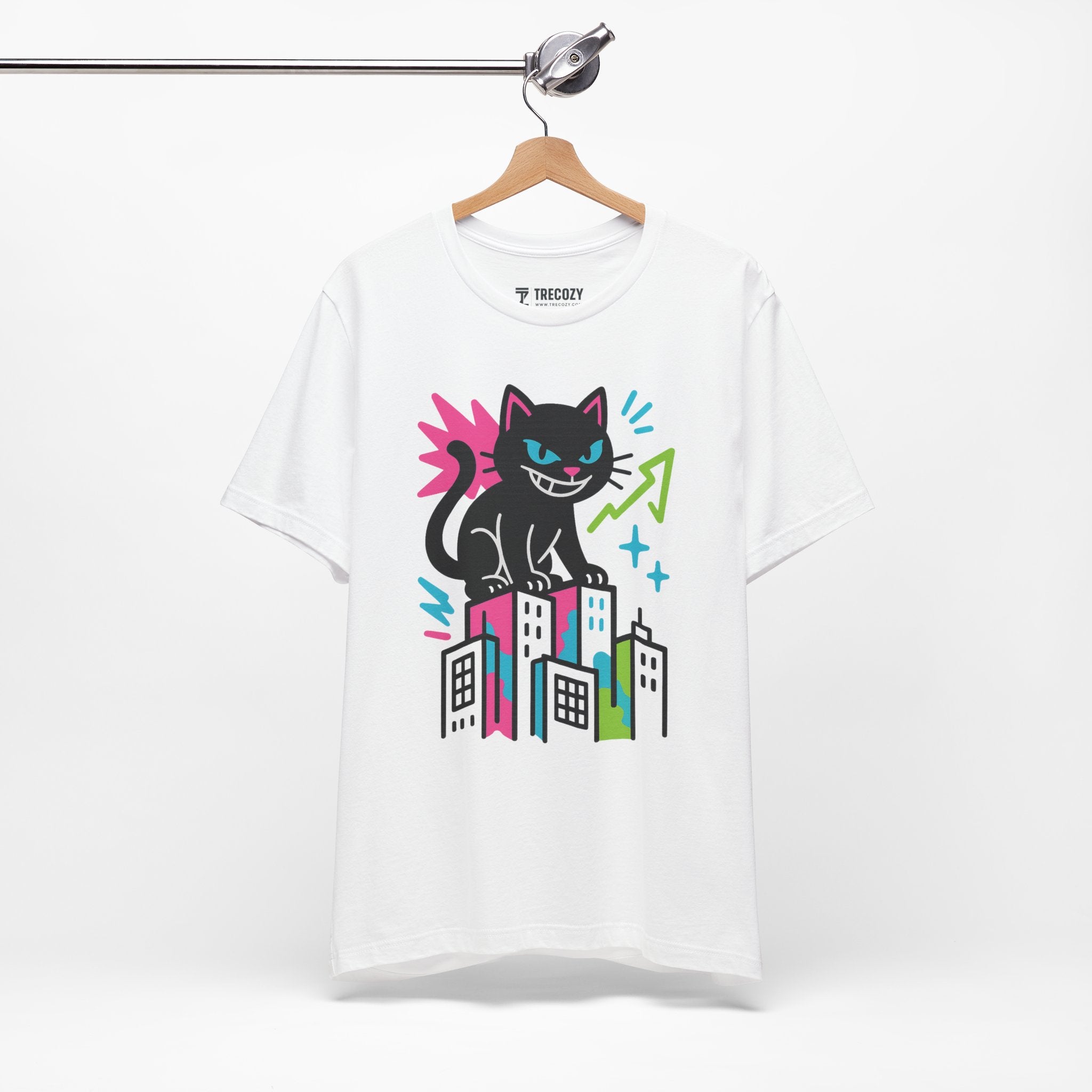 Catzilla Bold Cat Urban Tee - Graphic Rainbow Cat Shirt, Unisex Streetwear, Fun Graphic Tee, Cat Lover Gift, Vintage Style Clothing