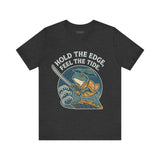 Hold the Edge, Feel the Tide – Japanese Ukiyo-e Samurai Frog T-Shirt, Warrior Wave Graphic Tee