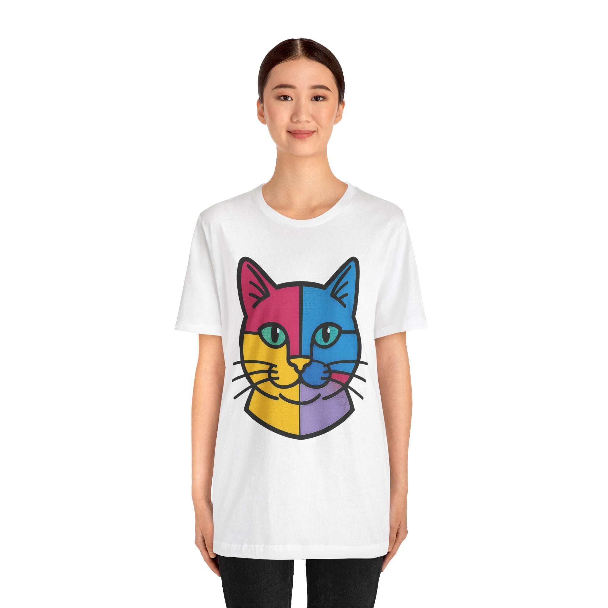 Colorful Cat Tee, Cozy Cat Lover Shirt, Gift for Pet Owners, Trending Cute Animal Top, Nature Inspired Fashion