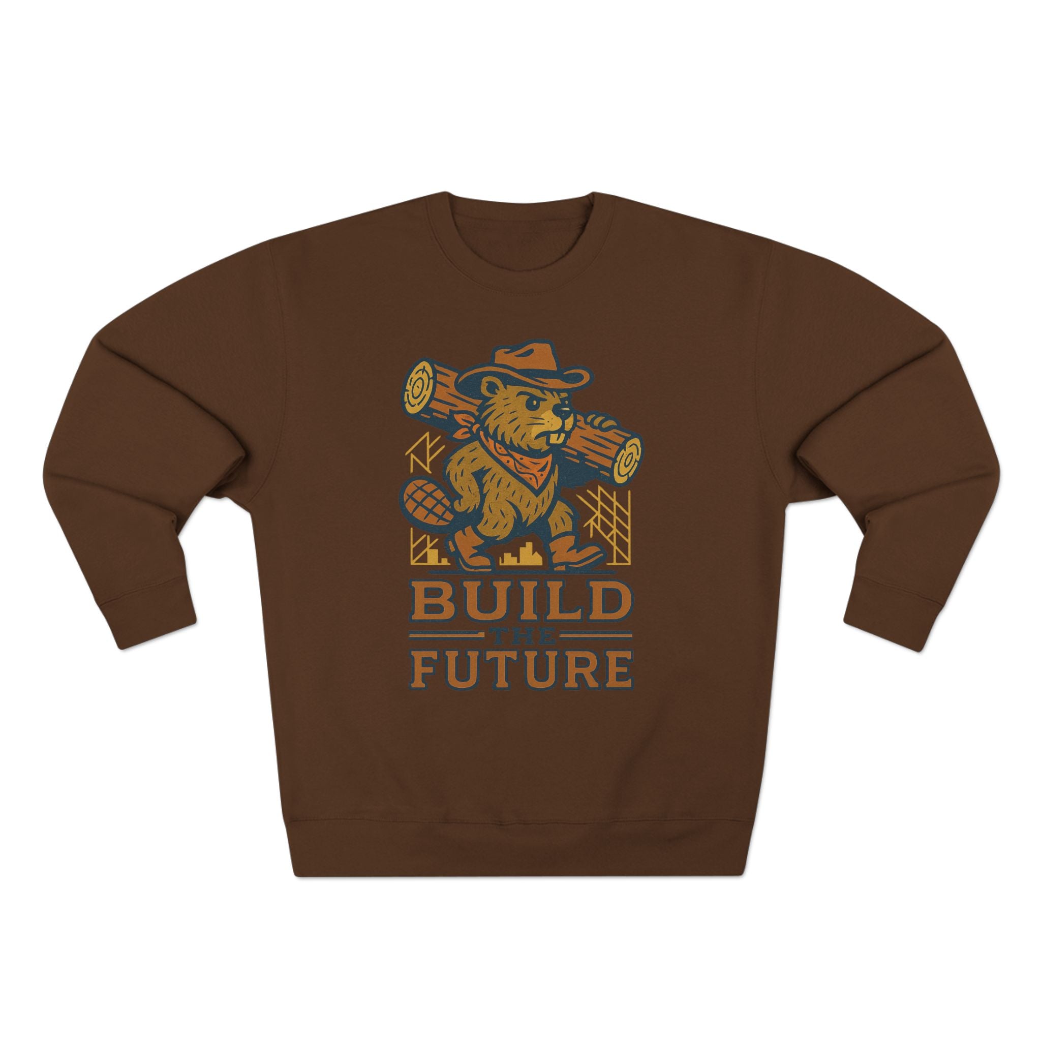Cozy Unisex Beaver Crewneck Sweatshirt - Build the Future, Inspirational Gift for Dreamers, Casual Layer for Nature Lovers, Comfortable