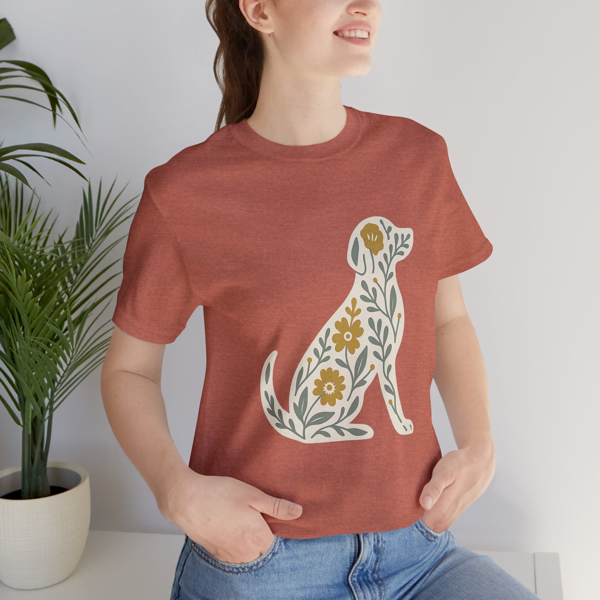 Floral Dog Lover Tee, Pet Shirt, Unisex Animal Tee, Gift for Dog Owners, Eco-Friendly Apparel