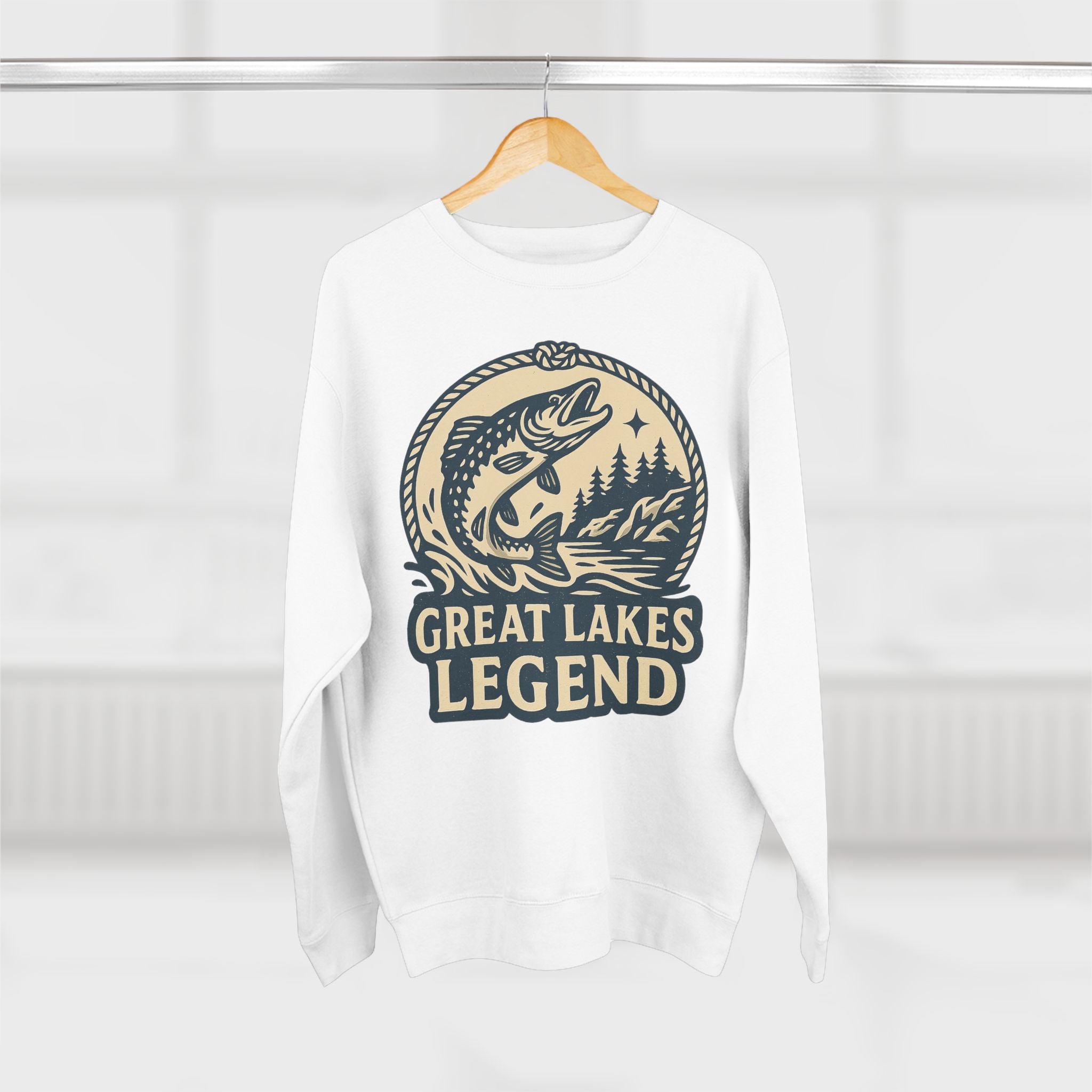 Great Lakes Legend Unisex Crewneck Sweatshirt | Cozy Outdoors Vibe, Perfect for Nature Lovers, Gift for Fishermen, Casual Wear, Fall Fashion