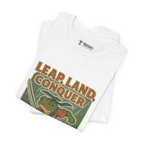 Leap, Land, Conquer – Japanese Ukiyo-e Warrior Frog T-Shirt, Funny Graphic Art Tee