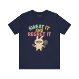Sweat It and Regret It – Funny Sports Bunny T-Shirt, Quirky Cartoon Tennis Graphic Tee